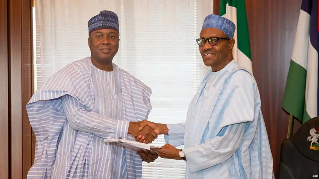 Olubukola Saraki and Muhammadu Buhari
