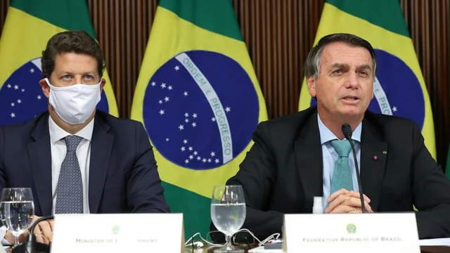 Ricardo Salles, ministro do meio ambiente, e Jair Bolsonaro, presidente