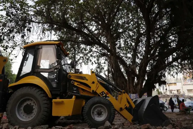 વડના વૃક્ષને હટાવવાની કામગીરી