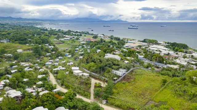 所羅門群島和海灣鳥瞰圖