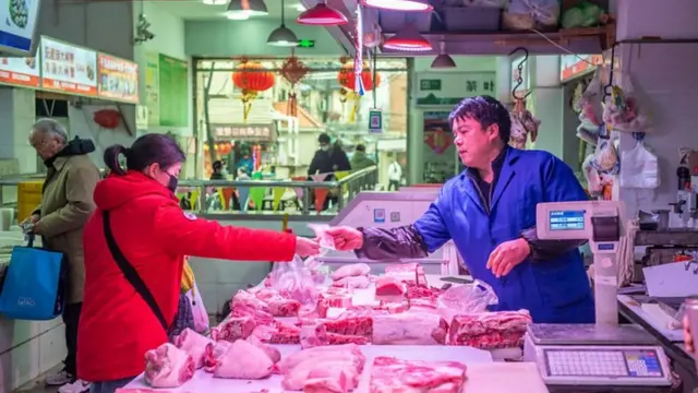 چین میں گوشت کی دکان