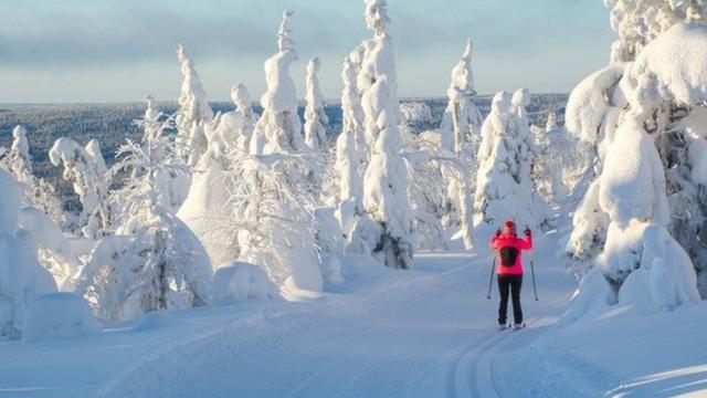 Una escena invernal de Finlandia