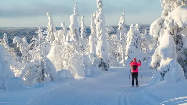 Una escena invernal de Finlandia