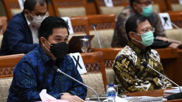 Erick Thohir dalam rapat dengar pendapat dengan DPR