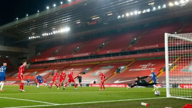 Mason Mount scores against Liverpool