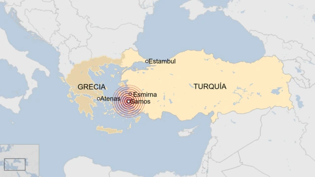 Mapa del terremoto en Turquía y Grecia.