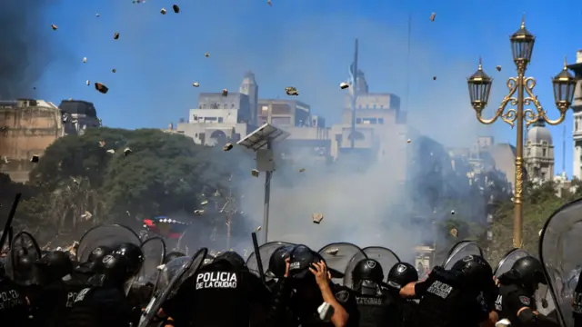 La protesta frente al Congreso el lunes
