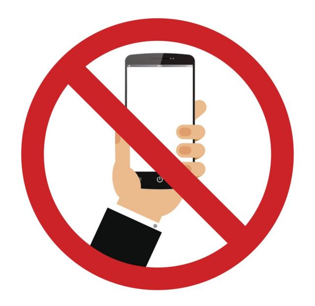 Imagen de prohibido usar el celular.