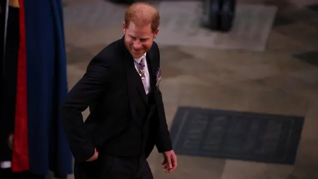 Price Harry entering the Abbey