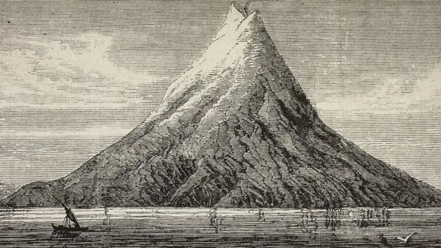 Ilustração do Krakatau antes da erupçãoesporte da sorte e confiavel1883