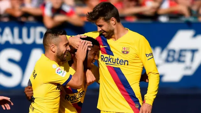 Fati célébrant son premier en Liga, samedi 31 août 2019