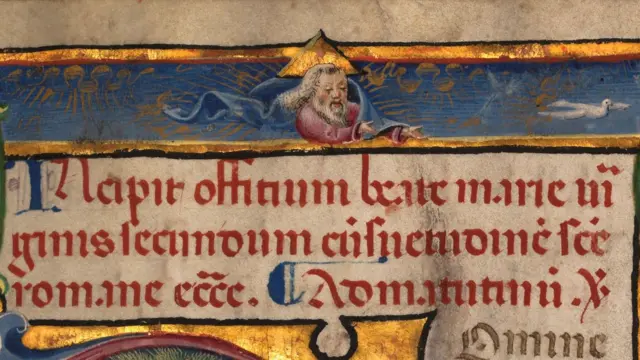 ኣብ Book of Hours እግዚኣብሔርብስሉስ ኩርናዕ ዝመስል ኣኽሊል ገይሩ ይርአ፡ እዚ ኣብ ክርስትያናዊእምነት ንስላሴ (ኣብ፡ ወልድን መንፈስ ቅዱስን) ዘመልክት እዩ 