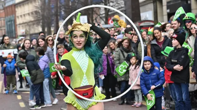 A performer in Belfast's St Patrick's Day Parade 2022