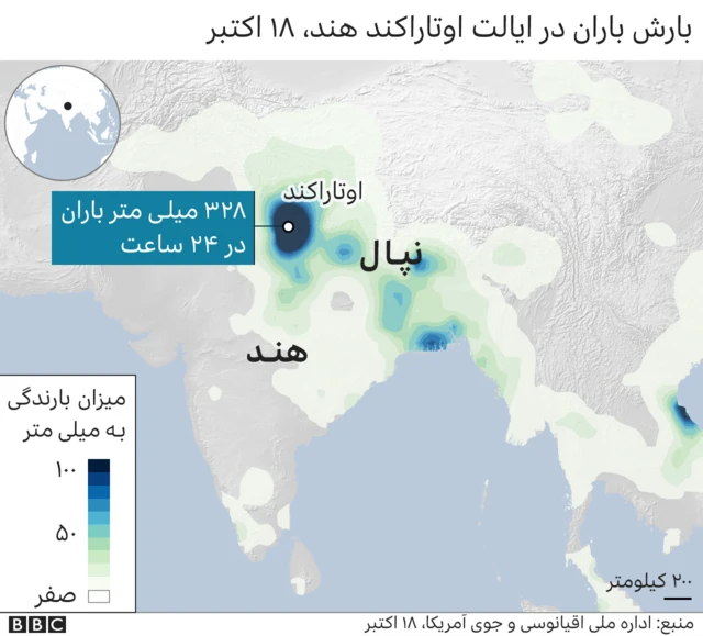 نقشه بارندگی در هند