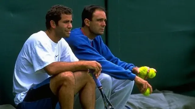 Pete Sampras and Paul Annacone relax in London