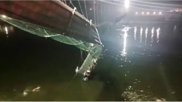 Bridge collapsed over river