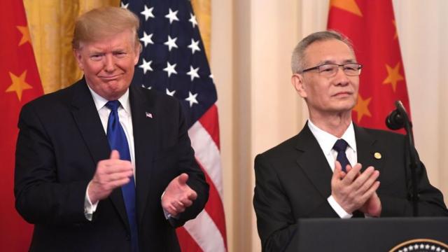 特朗普和刘鹤在白宫东厅出席签署仪式（15/1/2020）