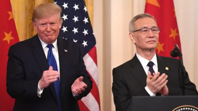 特朗普和刘鹤在白宫东厅出席签署仪式（15/1/2020）