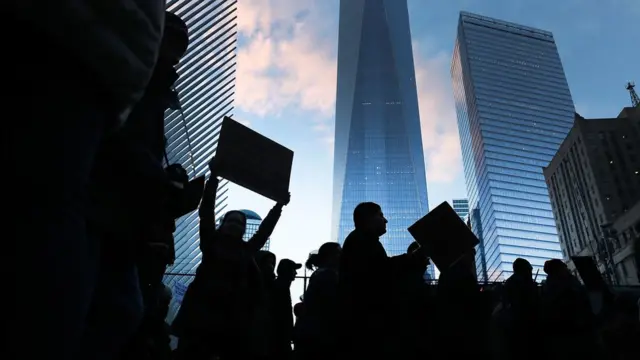 Протестующие в Нью-Йорке