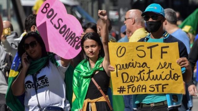 Manifestantes na Avenida Paulista