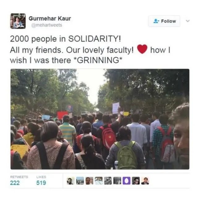 गुरमेहर कौर ट्विटर