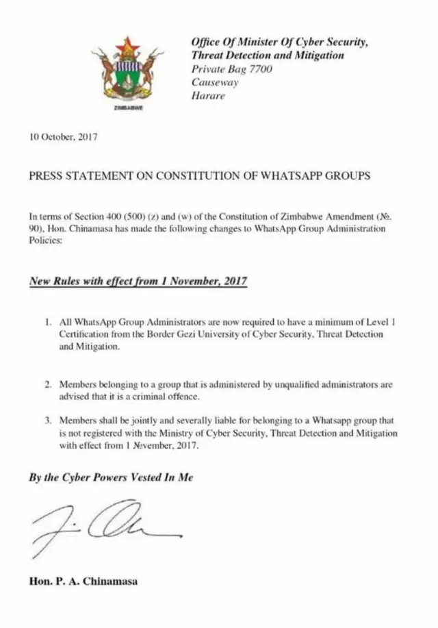 Qoraal amar ah oo wasiirku soo saaray