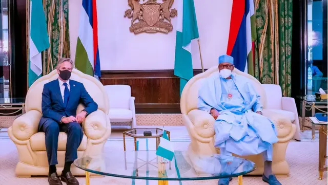 US Secretary of State visit to Nigeria: Anthony Bliken meeting wit Buhari inside fotos