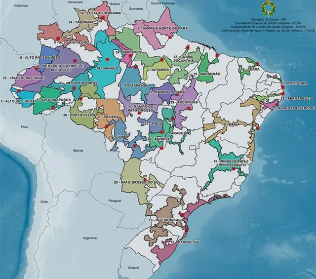 Mapa dos DSEIs