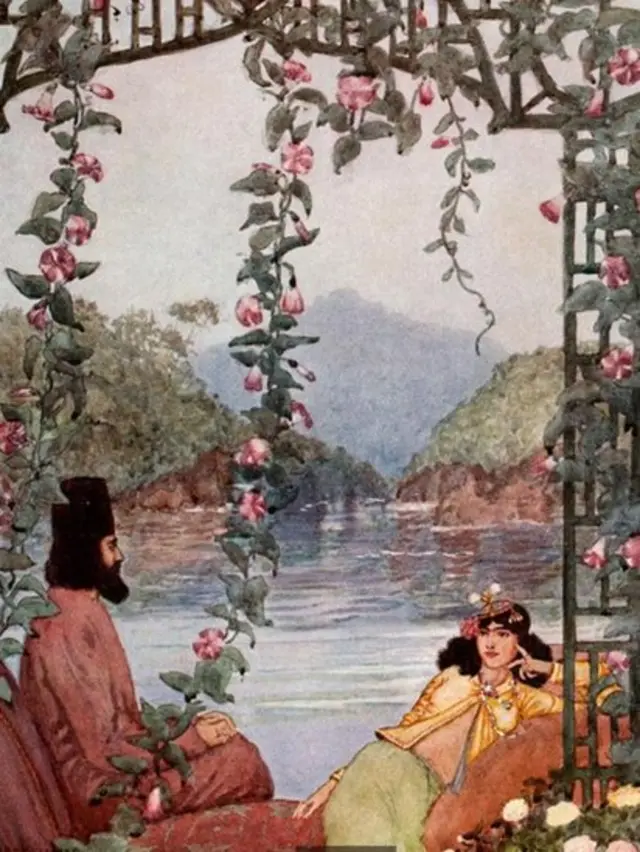 Ilustración de Edmund Dulac para una edición del Rubaiyat.