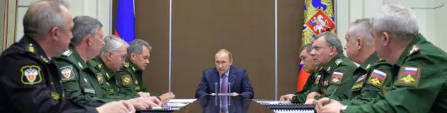 President Putin with military chiefs in Sochi, 10 Nov 15