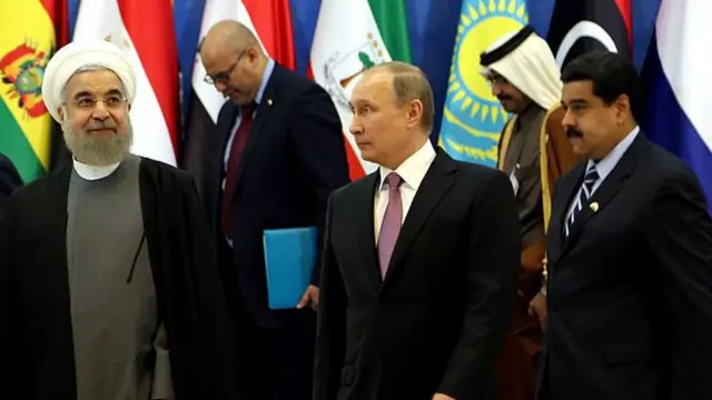 Hassan Rouhani, Vladimir Putin y Nicolás Maduro