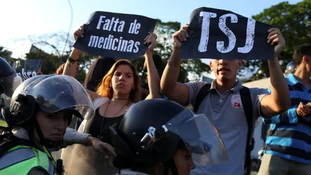 Protesta callejera en Caracas.