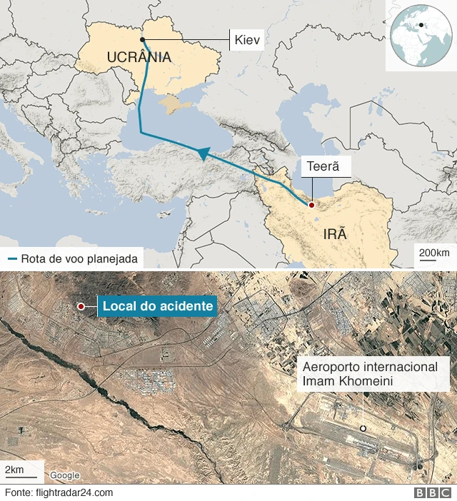 Mapa mostra local do acidente