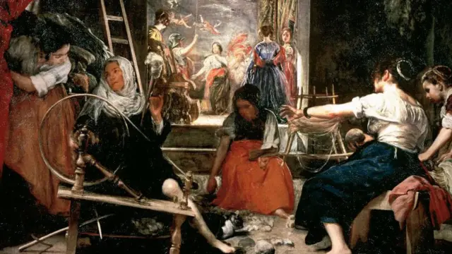 Imagem da tela de Velázquez m que aparecem várias tecelãs