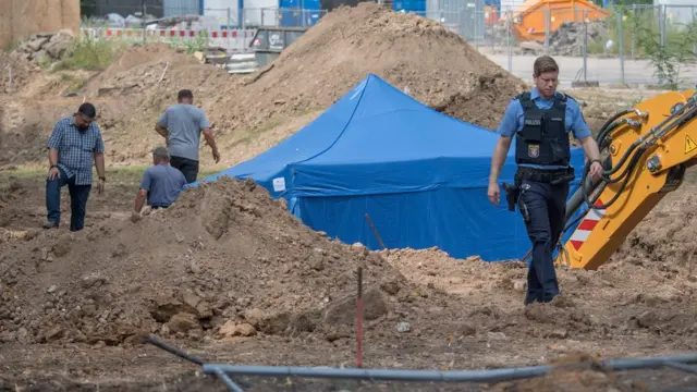 Périmètre sécurisé du chantier où la bombe avait été découverte mercredi
