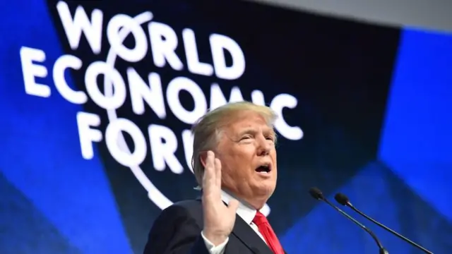US Presido Donald Trump dey give speech for di 2018 WEF summit