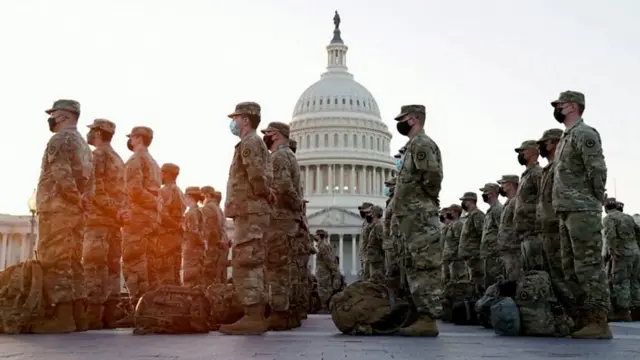 National guard troops at the US Capitol