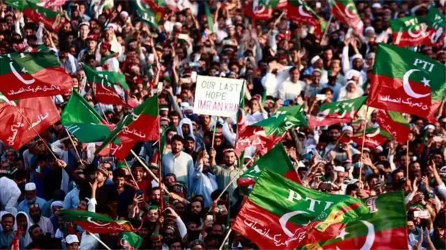 पाकिस्तान तहरीक ए इंसाफ़ के झंडे