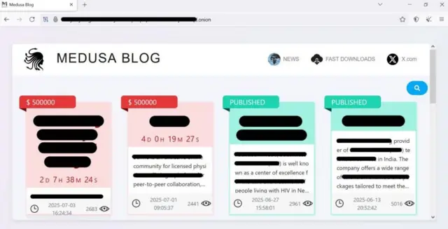 وب‌سایت دارک‌نت مدوسا ده‌ها قربانی را فهرست کرده است