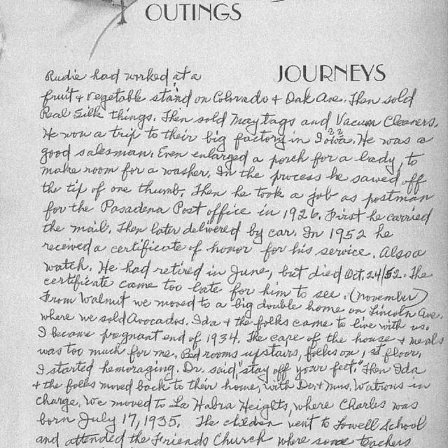 Elizabeth Hass a écrit ses souvenirs de famille dans un cahier et a inclus l'histoire de la création de l'avocat Hass.