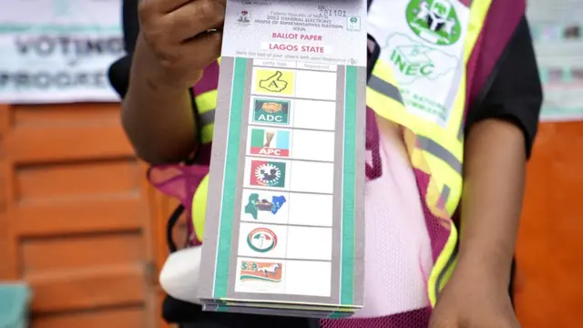 Inec official hold ballot paper