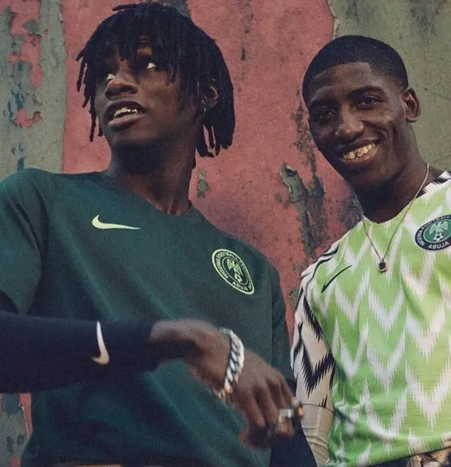 Models wey wear Super Eagles jersey