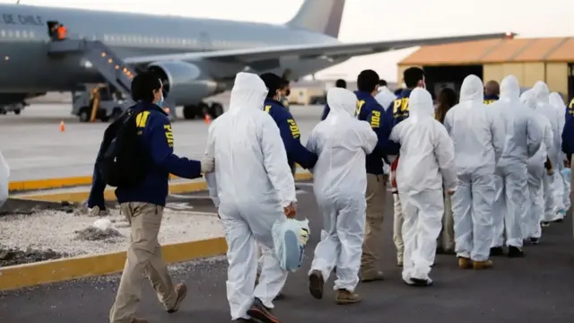 Migrantes venezolanos deportados de Chile.