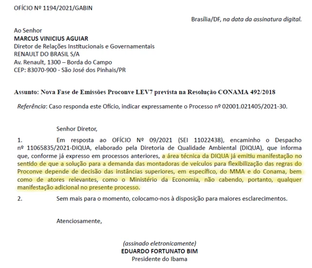 Documento com trechos destacados