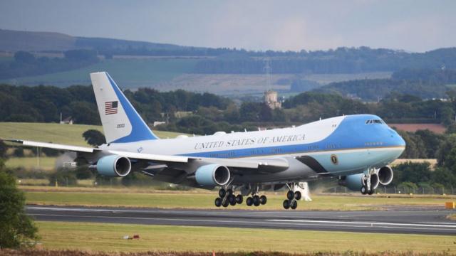 Mr Trump and his family touch down in Scotland