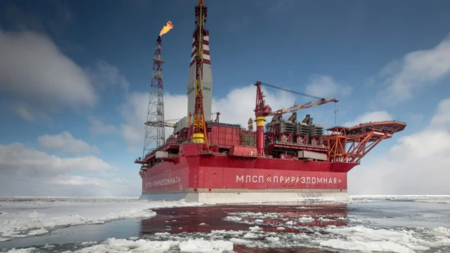 A Russian oil rig in the Arctic
