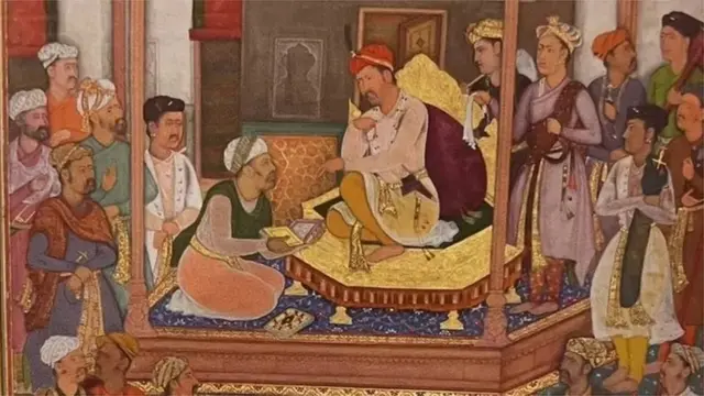 અકબરના દરબારમાં 'અકબરનામા' વાંચતા અબુલ ફઝલ