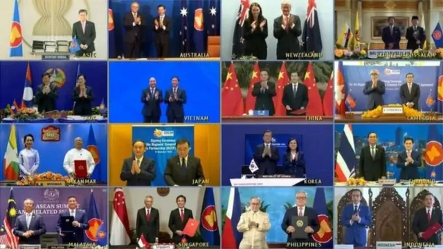 အာဆီယံ ၁၀နိုင်ငံနဲ့ ဆွေးနွေးဖက်နိုင်ငံတွေဖြစ်တဲ့ နယူးဇီလန်၊ တရုတ်၊ ဂျပန်၊ သြစတေးလျ၊ တောင်ကိုရီးယားတို့အပါအဝင် အဖွဲ့ဝင် ၁၅နိုင်ငံပါတဲ့ ဒေသတွင်းဘက်စုံစီးပွားရေး ပူးပေါင်းဆောင်ရွက်မှု စာချုပ် (RCEP) ကို နိုဝင်ဘာလ ၁၅ရက်နေ့မှာ မြန်မာကပါဝင်စာချုပ်ချုပ်ဆိုနိုင်ခဲ့ပါတယ်။