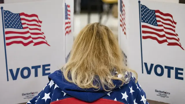 US voter at booth