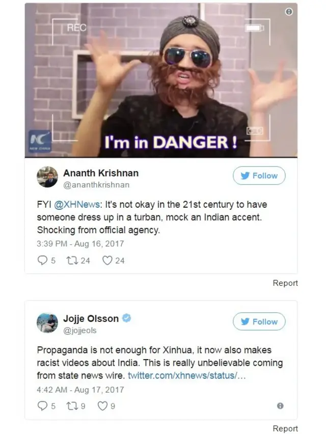 இந்தியாவுடனான மோதல் பற்றிய சீன ஊடகங்களின் இனவெறி காணொளி